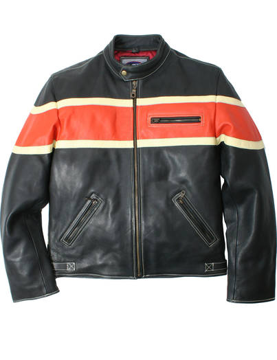 Nahkatakki Racing, Oranssi Raita - Leatherheaven.com Verkkokauppa