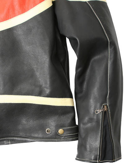 Nahkatakki Racing, Oranssi Raita - Leatherheaven.com Verkkokauppa