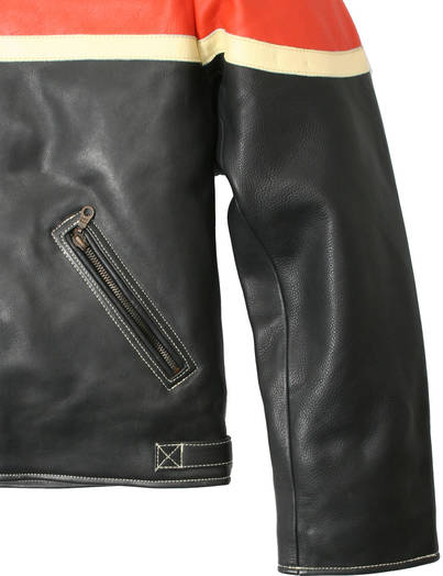 Nahkatakki Racing, Oranssi Raita - Leatherheaven.com Verkkokauppa