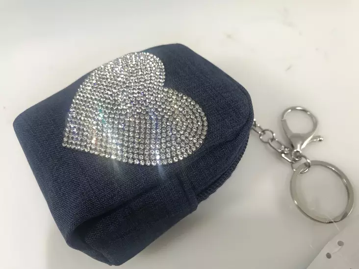 Bling-sydänkukkaro, sininen, avaimenperä - Laukut - NL680 - 1