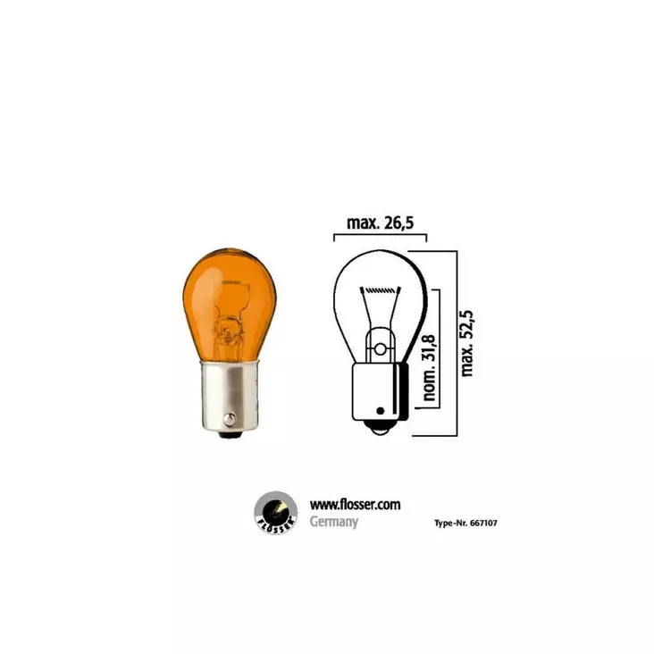 BULB SINGLE FILAMENT 12V PY21W BAU15S AMBER 10PK - Polttimot - 20600540 - 1
