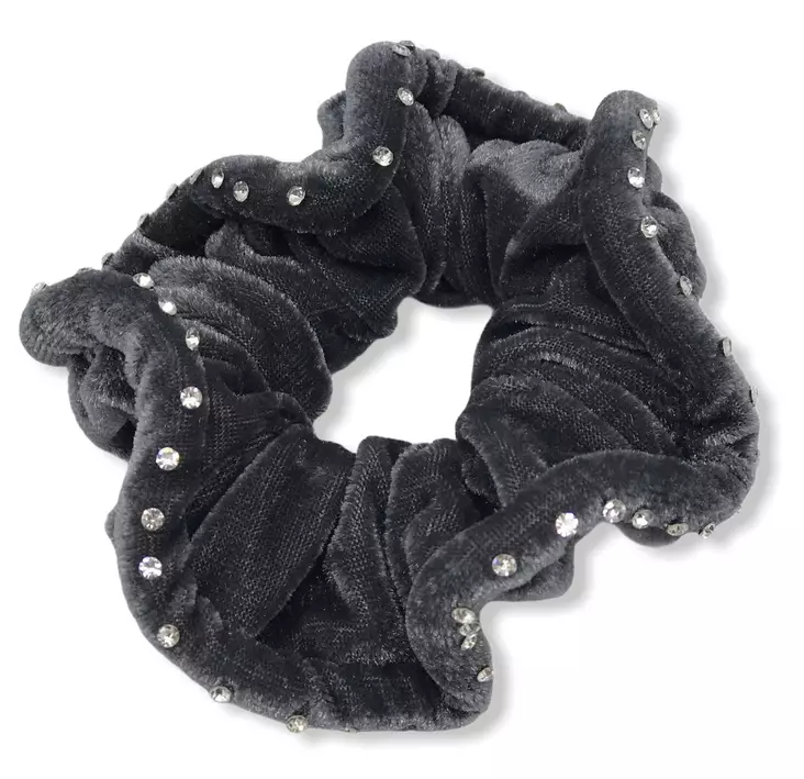 Harmaa samettiscrunchie - Hiuskoristeet - PIN350 - 1