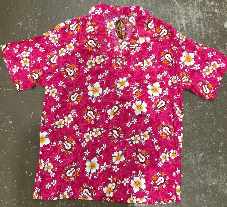 Havaijipaita, Pinkki, kitara ja kukat - Kauluspaidat - KP180 - 1