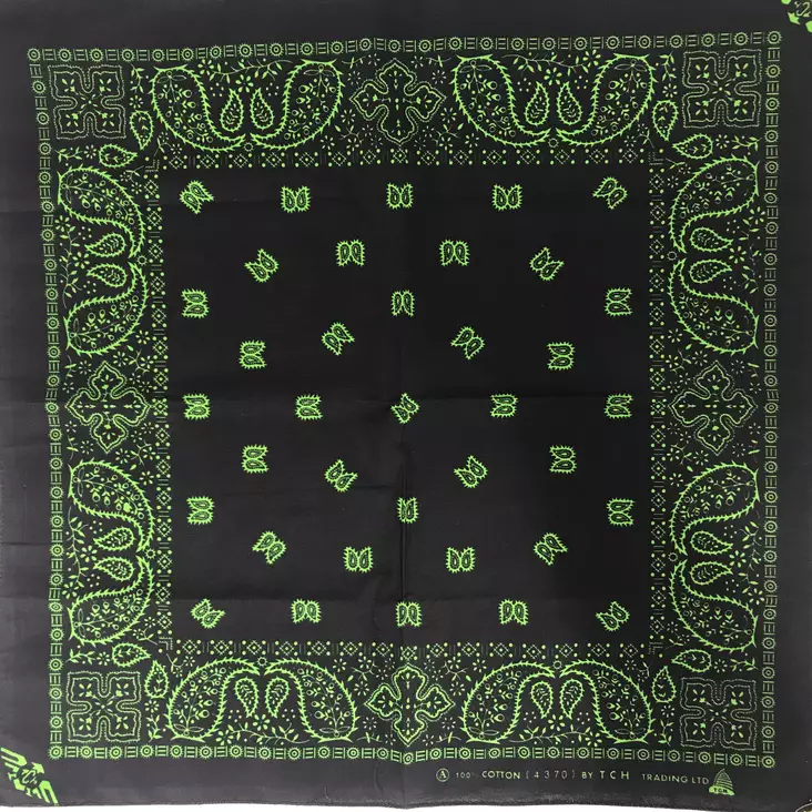 Huivi musta, vihreä Kasmir-kuvio - Huivit - HU440 - 1