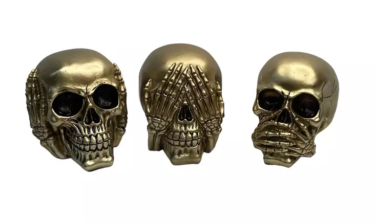 Kultakallo, NoHearNoSpeakNoSee - Kallot, Halloweenrekvisiitta - HOR420 - 1