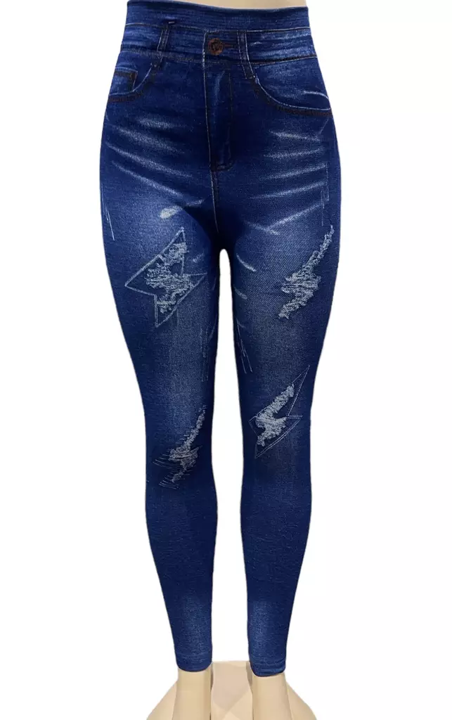 Leggingsit sininen farkku revitty - Leggingsit - LEG590 - 1