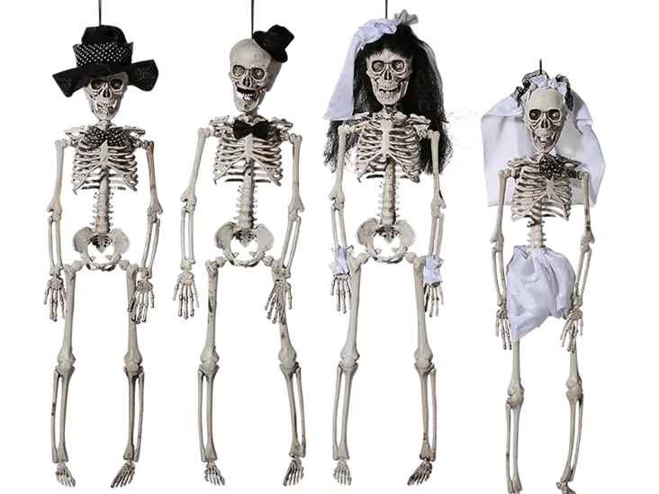 Luuranko perhe, 4-erilaista - Kallot, Halloweenrekvisiitta - PRT950 - 1