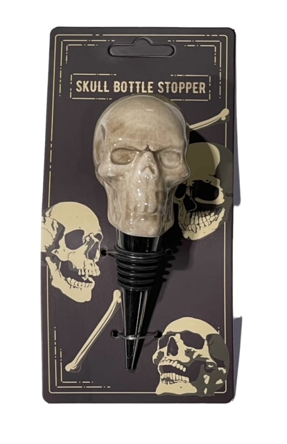 Pääkallo keraaminen pullonkorkki - Kallot, Halloweenrekvisiitta - HOR440 - 1