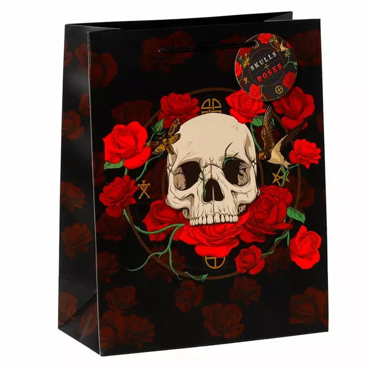 Paperikassi L, Skulls and Red Roses - Paperikassi - KAS40 - 1