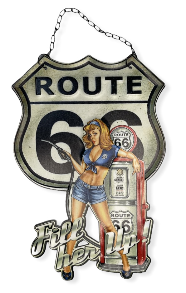 Peltikyltti ketjulla, Route 66 Gasoline - Taulut, kehykset - PELT160 - 1