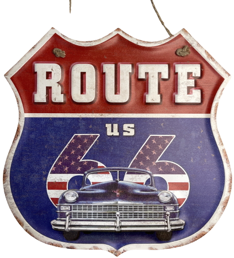 Peltikyltti ROUTE 66 30x30cm - Taulut, kehykset - PELT230 - 1