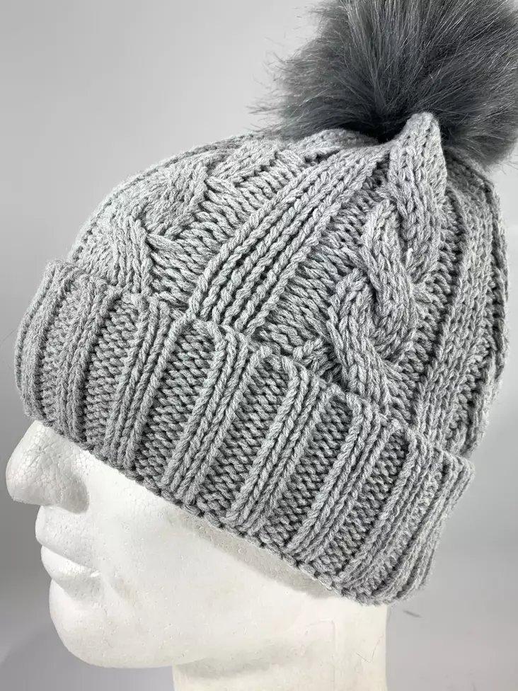 Pipo harmaa kääntöreuna neulepipo - Pipot - PI500 - 1