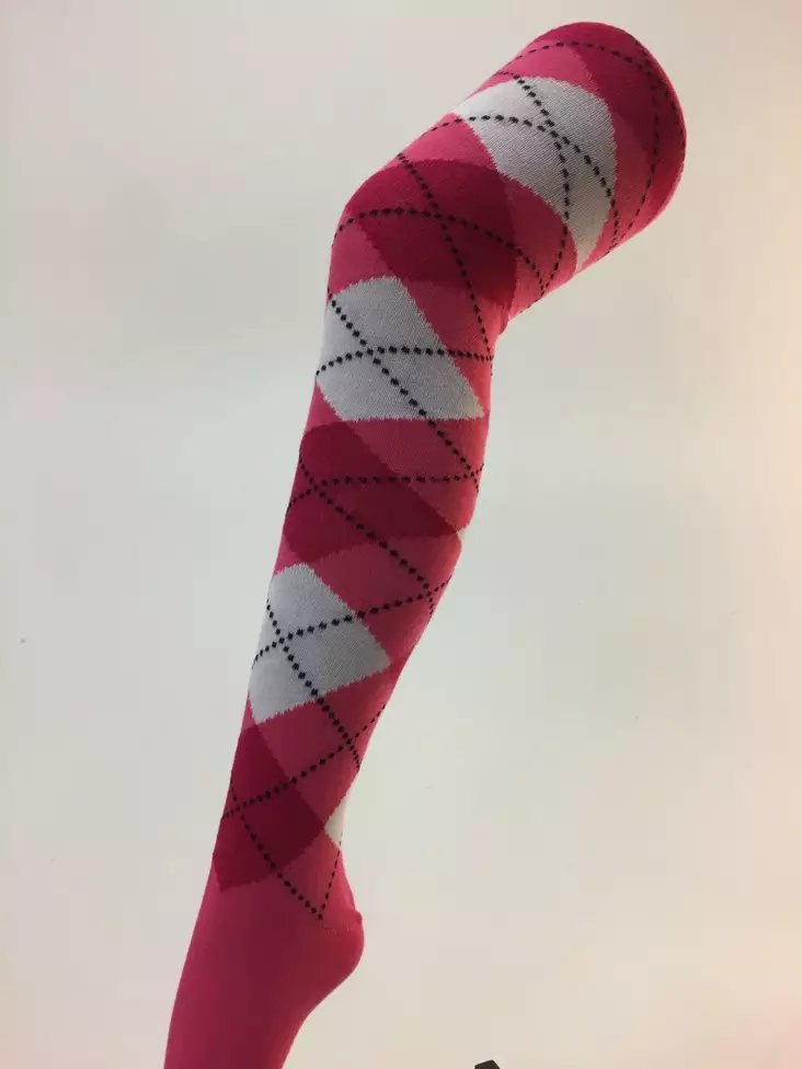 Pitkät sukat 38/41,Rosa/valk. ruutu - Sukat - SU160 - 1