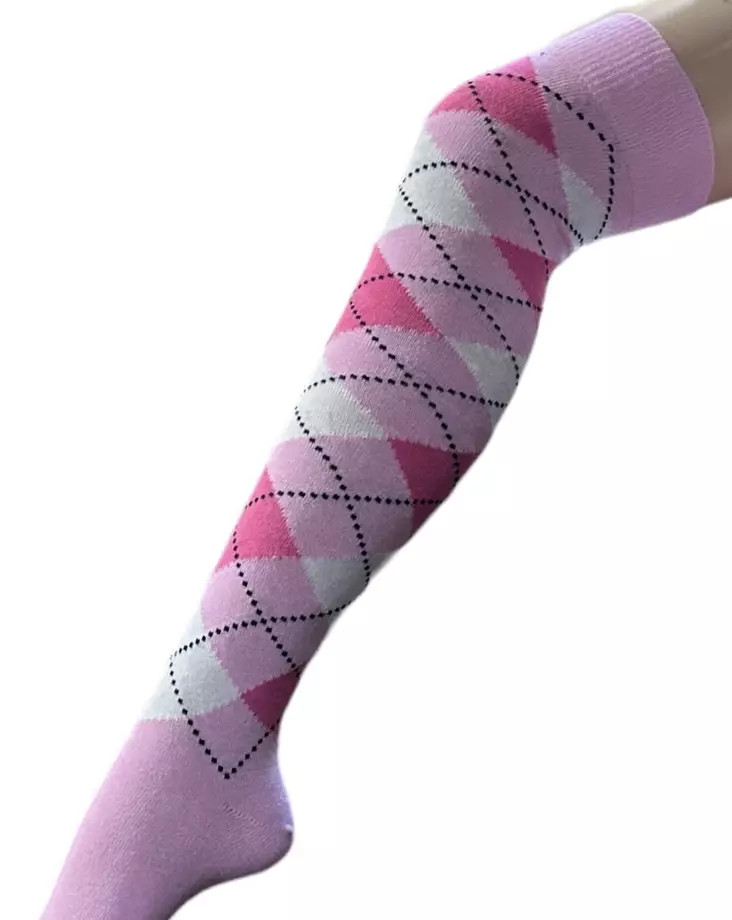 Pitkät sukat 38/41 vaal.pun. ruutu - Sukat - SU290 - 1