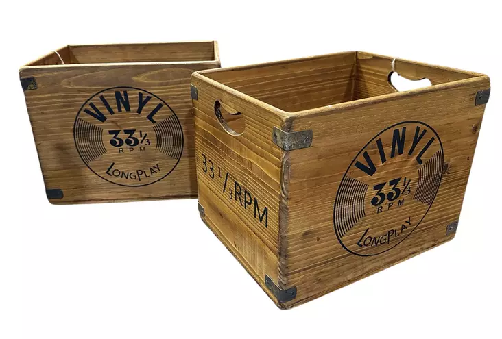 Puulaatikko vinyyleille - Korit ja tarjottimet, sisustuslaatikot - PRT1370 - 1