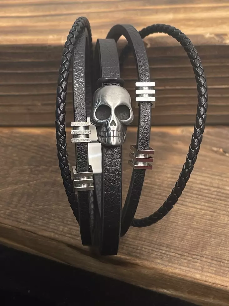 Rannekoru pääkallo musta teräs 21cm - Rannekorut - BA310 - 1