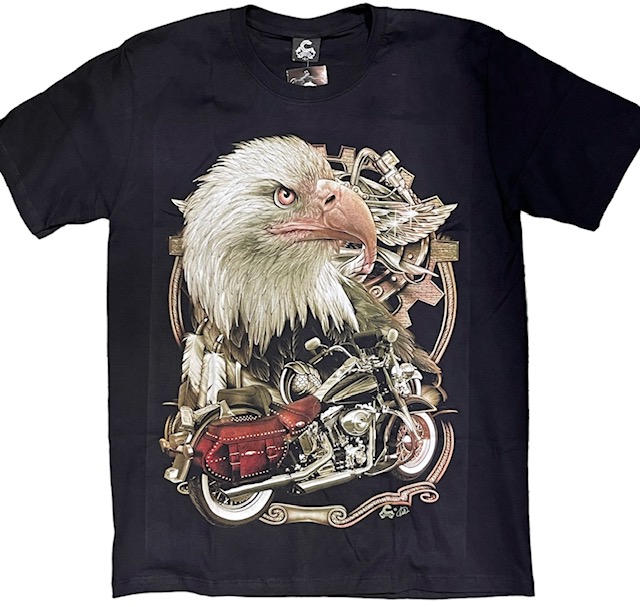 T-paita Eagle Head and Motorbike musta - T-paidat - TP1360 - 1
