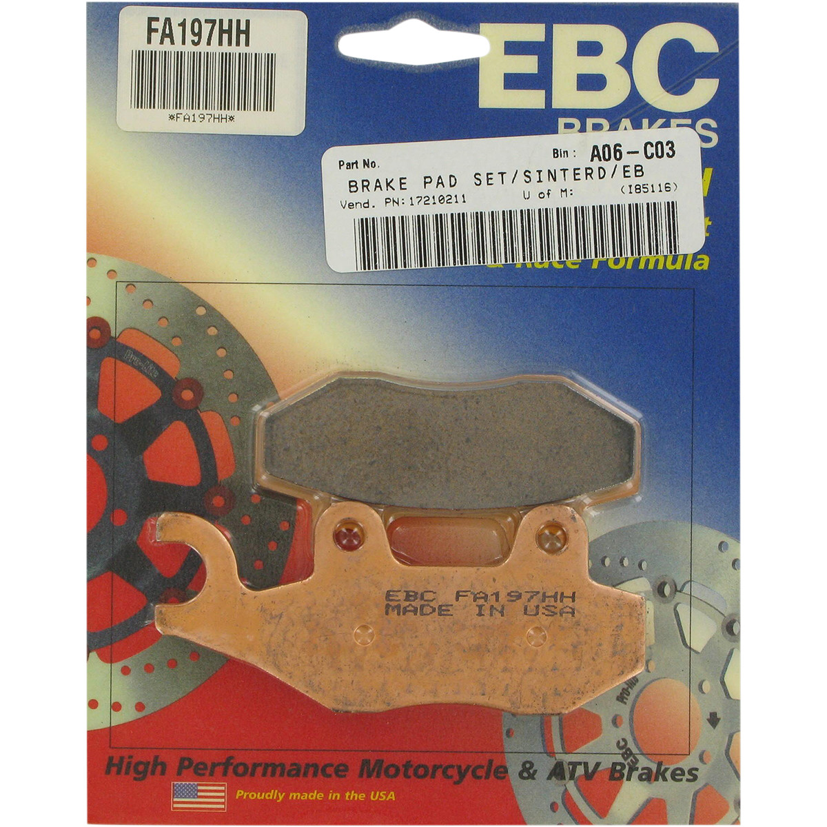 EBC FA167HH 2006 Beta RR 50 Motard Front Left Sintered HH/R Brake Pads main image 1