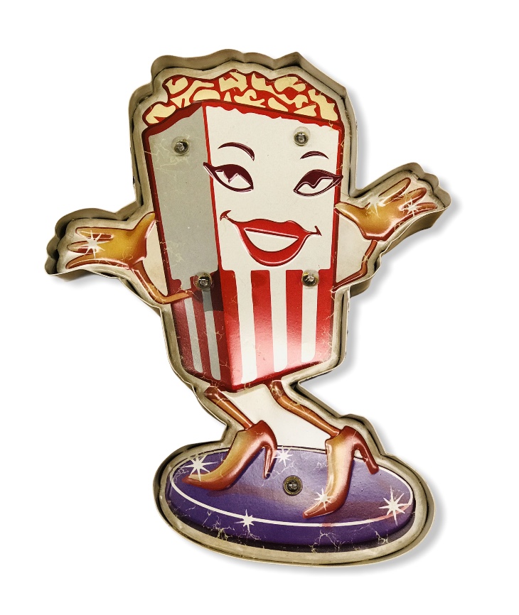 Valokyltti Popcorn Girl Peltikyltti 33 x 5 x 41 cm
