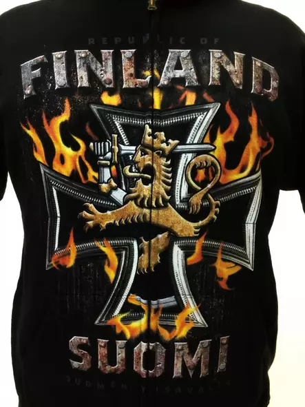 Miesten huppari-Maltanristi-liekit-Suomi Finland-Suomileijona-l=C3=A4h=
ikuva - Hupparit - CU501 - 2