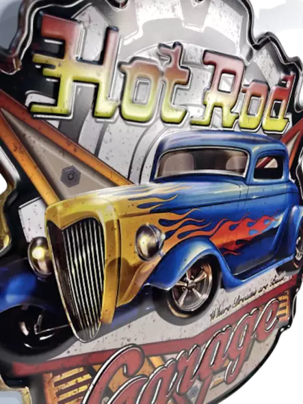 Peltikyltti ISO HOT ROD Garage 50x50cm - Taulut, kehykset - PELT271 - 2