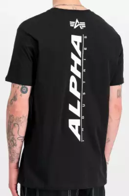 Alpha T-paita pystypainatus takana musta - T-paidat - ALP121 - 1