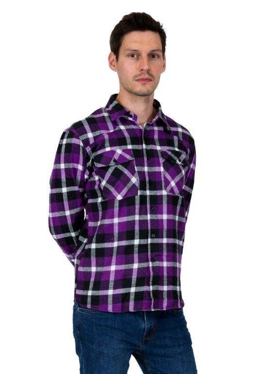 Flanellipaita, lila ruutu - Kauluspaidat - KP241 - 1