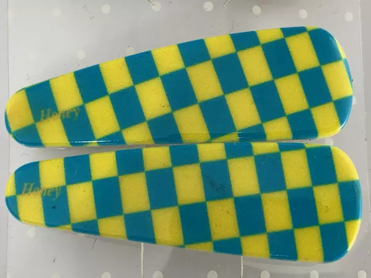 Hiuspinnit, ruutu sin./kelt. 2 kpl - Hiuskoristeet - PIN221 - 1