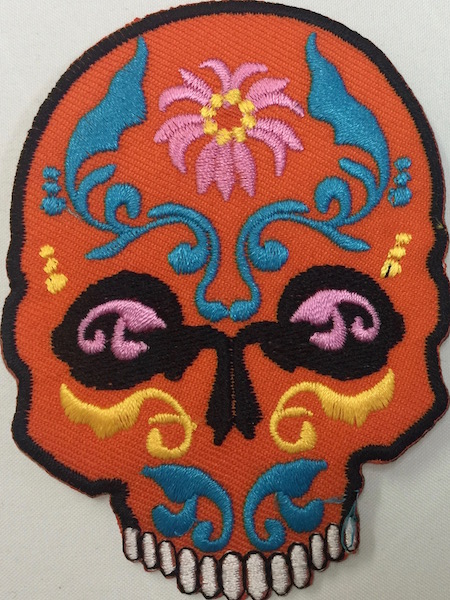 Kangasmerkki, Sugar Skull, oranssi - Kangasmerkit - K1231 - 1