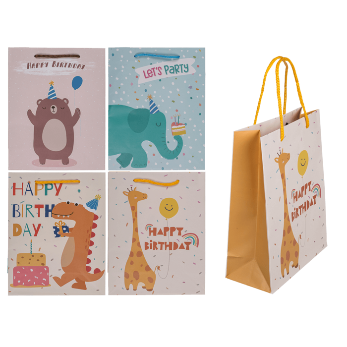 Lahjakassi Birthday animals - Paperikassi - KAS31 - 1