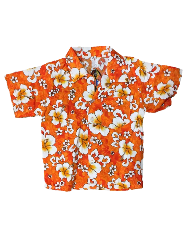 Lasten Havaijipaita, Oranss, valko-kelta - T-paidat - KID451 - 1
