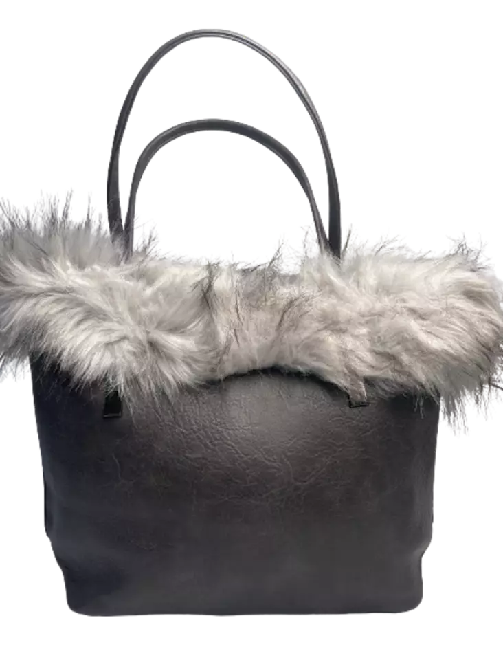 Laukku karva reunalla harmaa karva - Laukut - NL821 - 1