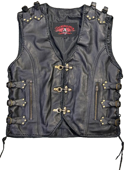 Nahkaliivi brass musta naudannahka - Nahkaliivit - LI71 - 1