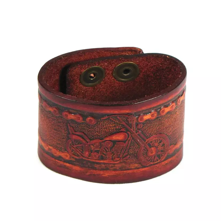 Nahkaranneke Motorcycle, antiikkiruskea - Rannekorut - MAS61 - 1