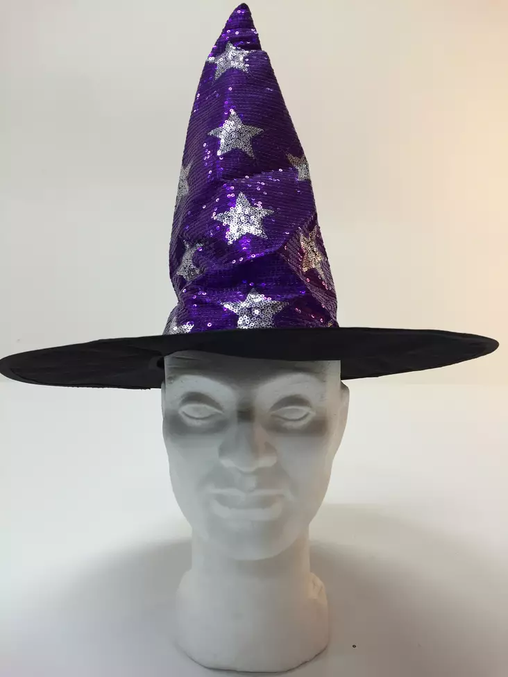 Noidan hattu, tähti kuviolla, lila/musta - Hatut - HAT31 - 1