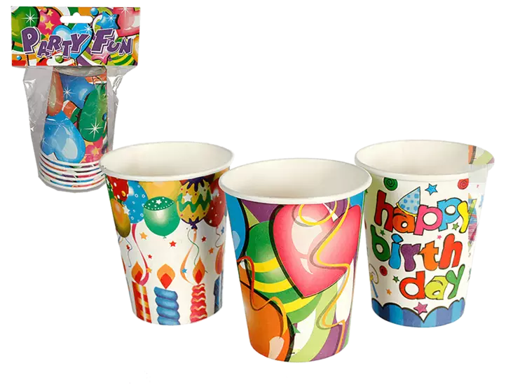 Pahvimuki, Happy Birthday, 6 kpl - Keittiötarvikkeet - PRT791 - 1