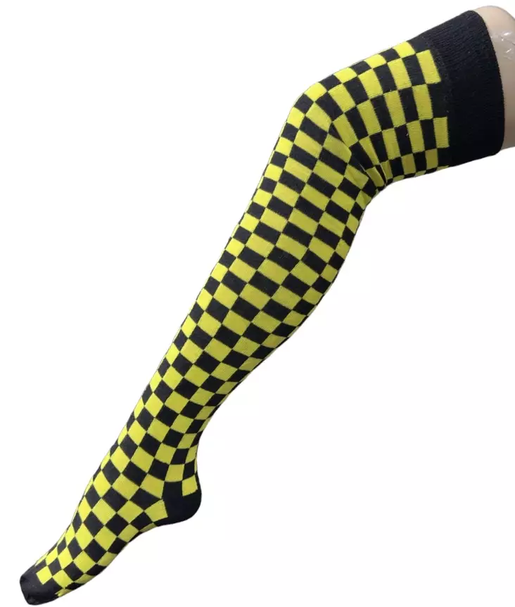 Pitkät sukat 38/41 Keltamusta ralliruutu - Sukat - SU301 - 1