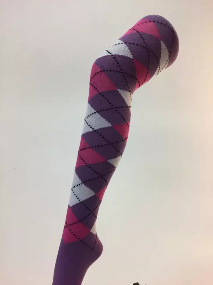 Pitkät sukat 38/41, Lila ruutu - Sukat - SU161 - 1