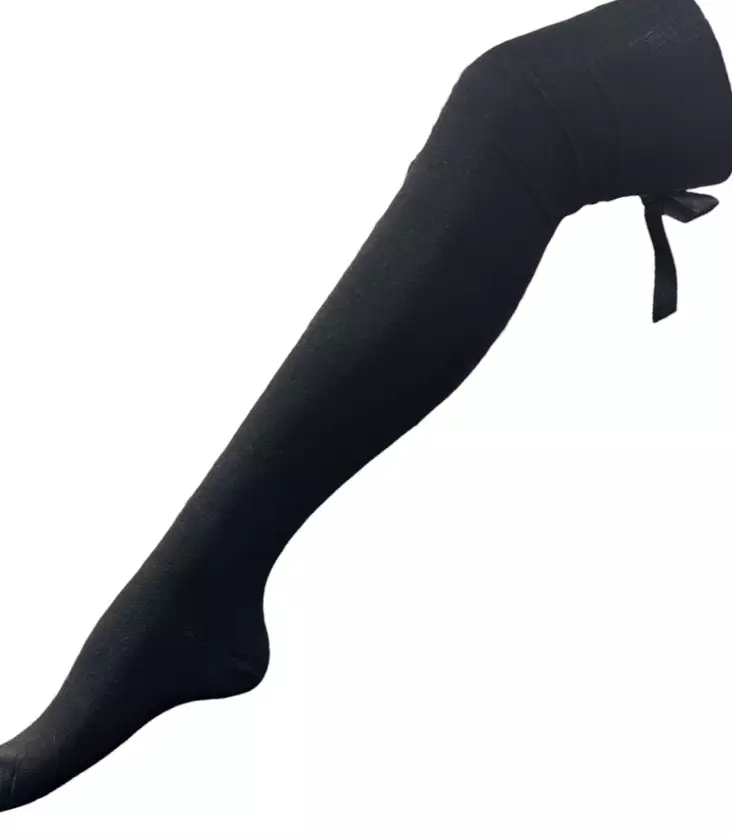 Pitkät sukat, 38/41, musta iso rusetti - Sukat - SU141 - 3