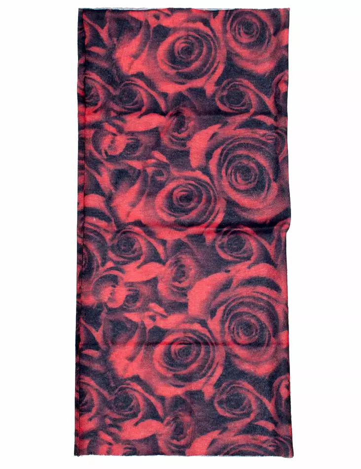 Putkihuivi, Musta, punainen ruusukuvio - Putkihuivit - B131 - 1
