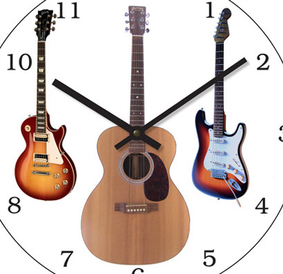 Seinäkello kitarat 30cm lasitaulu - Kellot - KE131 - 1