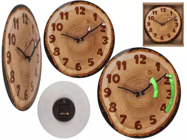 Seinäkello Tree Slice (30 cm lasitaulu) - Kellot - KE201 - 1