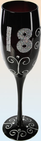 Shampanjalasi, vuosipäivät, musta - Astiat - PRT481 - 1