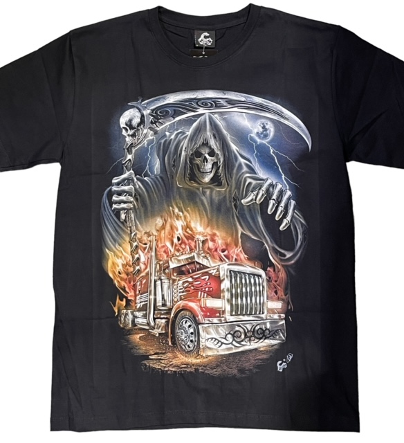 T-paita Liekkirekka & viikatemies, musta - T-paidat - TP1361 - 1