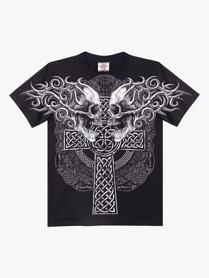 T-paita Two Skulls, mustavalk - T-paidat - TP1341 - 1