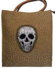 Käsilaukku ruskea pääkallo ja niittejä - Laukut - NL842 - 1