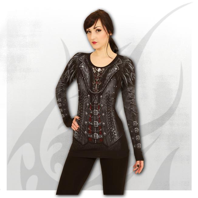 Spiral Goth Wrap Top – Oversized Loose-Fit Black Shirt For Women - View #3