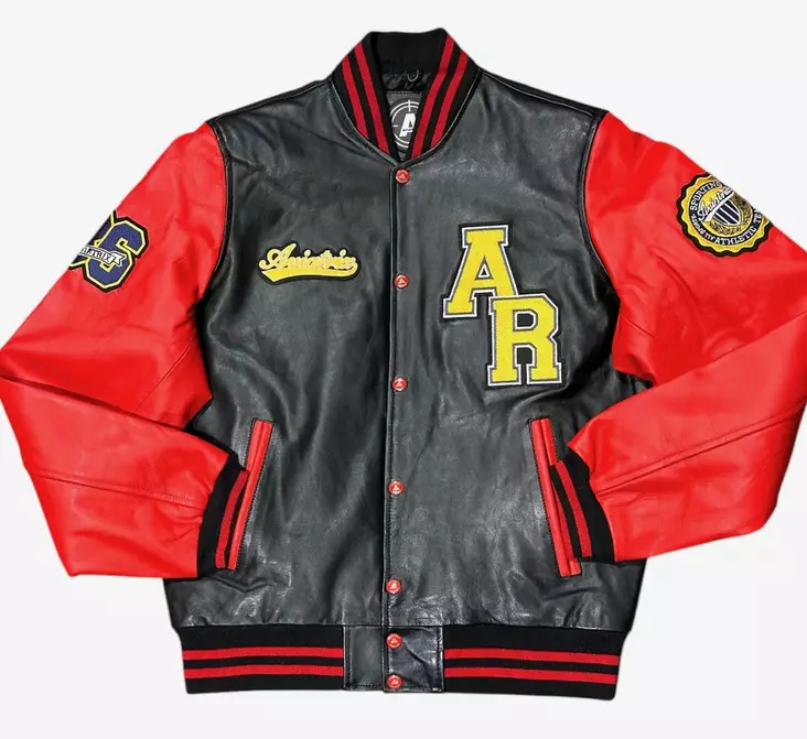 Baseball nahkatakki mustapunainen Aviatr - Nahkatakit - T592 - 1