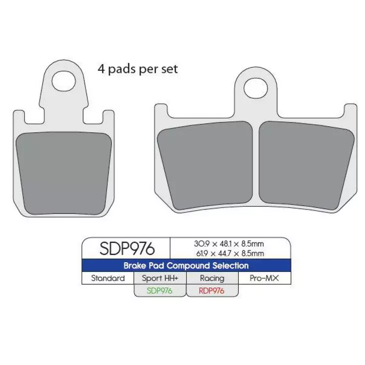 BRAKE PAD SDP SPORT HH+ HIGH FRICTION STREET - Jarrupalat - 17210662 - 1