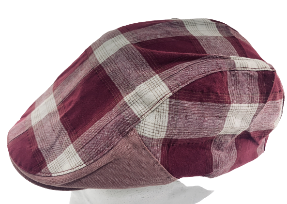 Flatcap puna valko ruudullinen isoruutu - Flat Capit - LC602 - 1